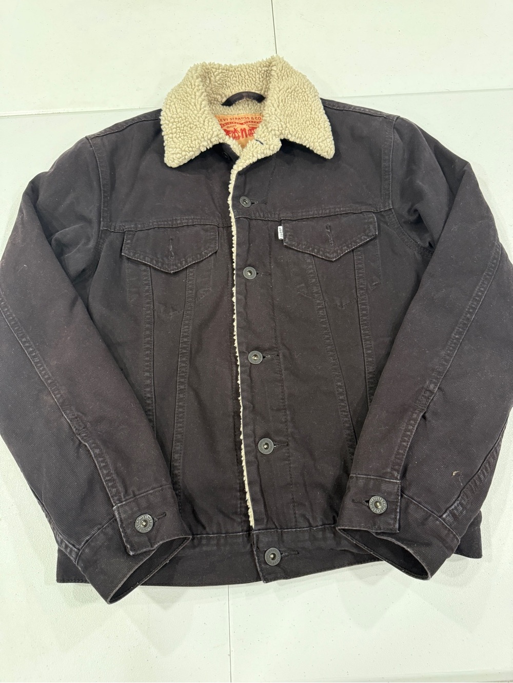 Levi's Black Sherpa-Trim Denim Jacket